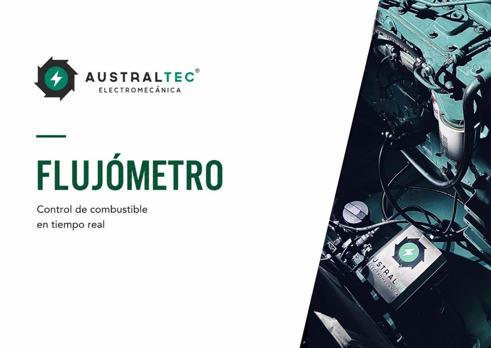 Flujómetro Australtec instalado en el motor, midiendo el consumo de combustible en tiempo real